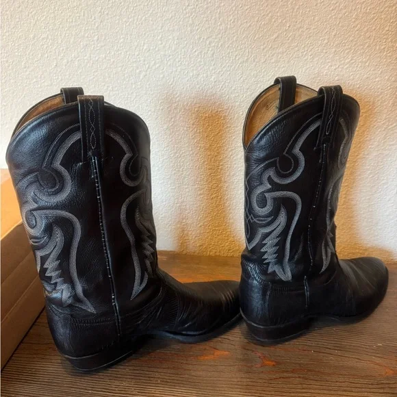 Tony Lama Mens 8539 Black Exotic Teju Lizard Western Cowboy Boots Size 10.5 EE - Picture 4 of 7